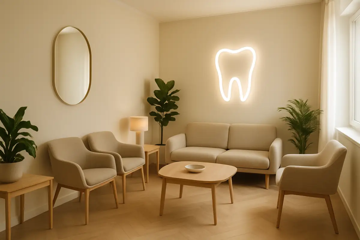 Komfortowa poczekalnia gabinetu ortodontycznego, Scandinavian premium design